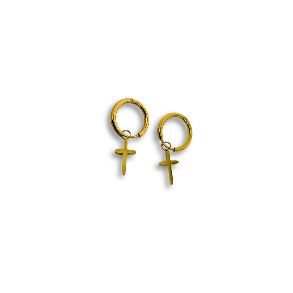 Pointed Cross Hoop Earrings